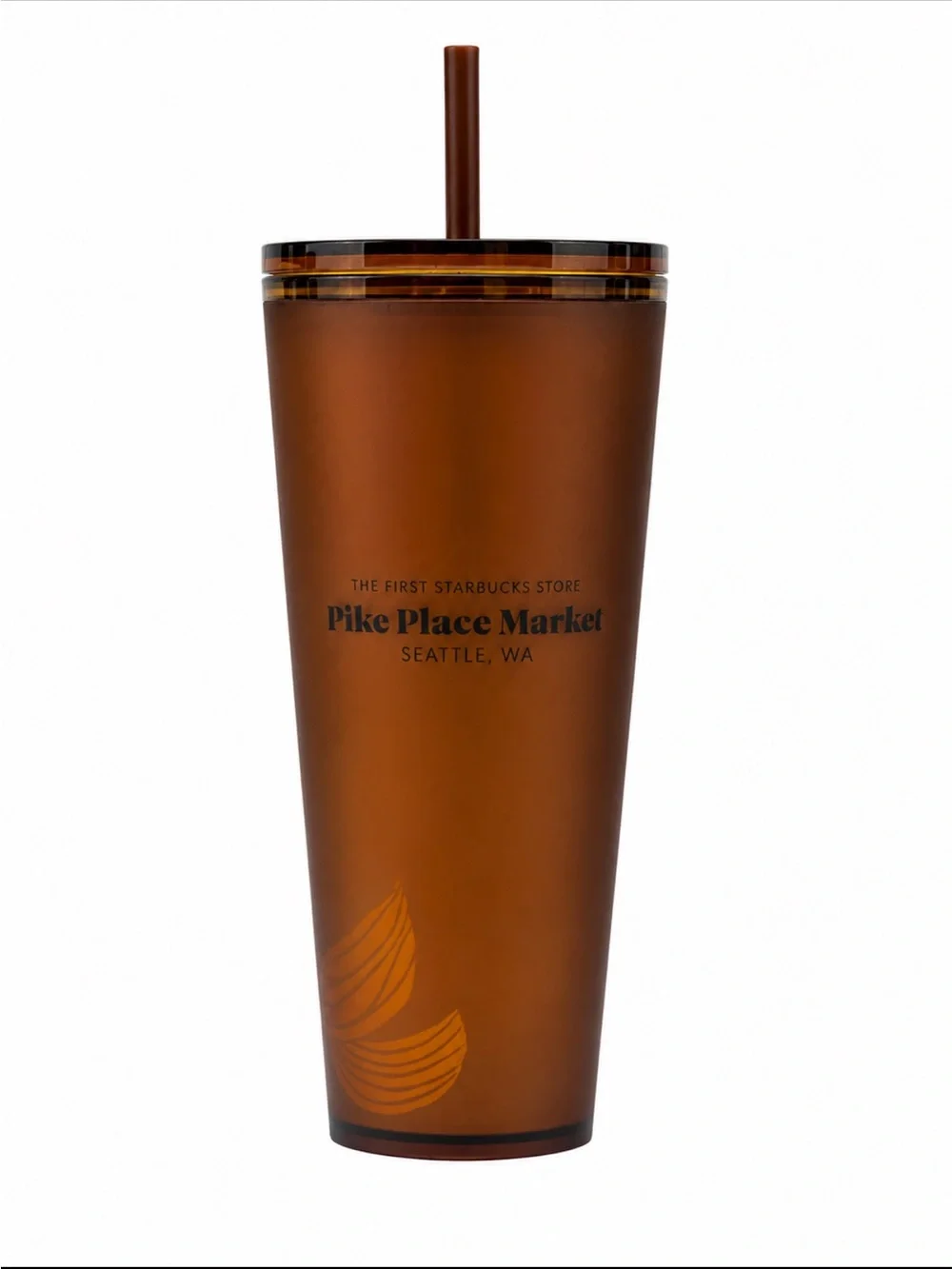 Starbucks Brown Pike Place Market Double-Wall Reusable Tumbler with Straw NWOT